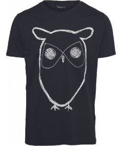 Knowledge Cotton Apparel Alder Big Owl T-shirt Navy