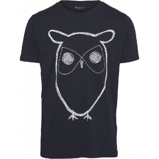 Knowledge Cotton Apparel Alder Big Owl T-shirt Navy