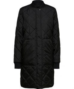 Selected Femme Natalia Quilted Coat Black