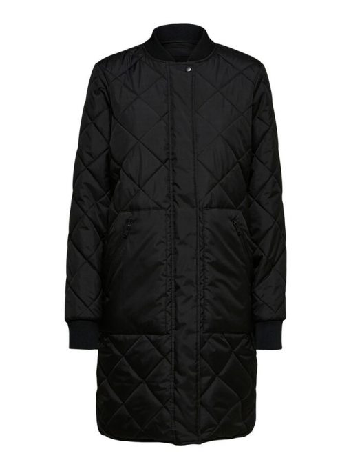 Selected Femme Natalia Quilted Coat Black