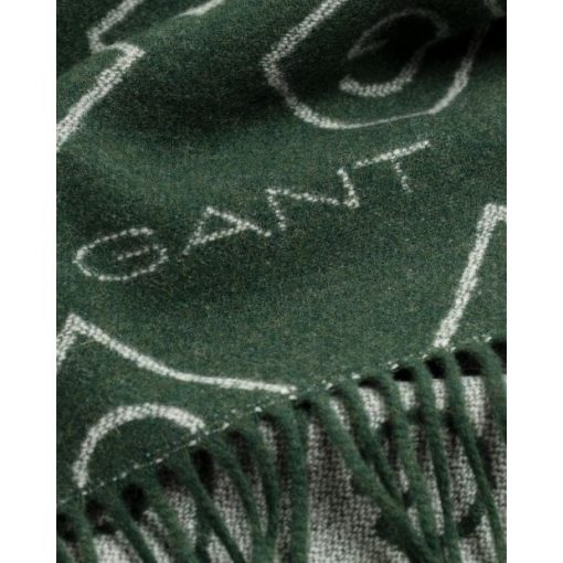Gant G Pattern Wool Scarf Tartan Green