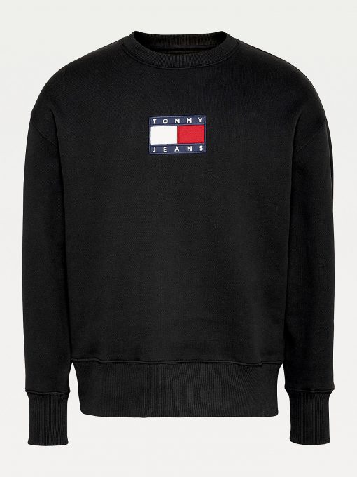 Tommy Jeans Small Flag Crew Neck Black