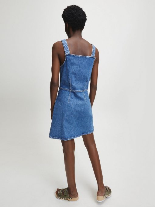 Calvin Klein Denim Button Tank Dress Light Blue
