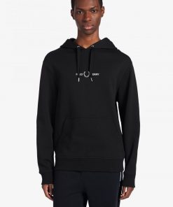 Fred Perry Graphic Hooded Sweatshirt Black