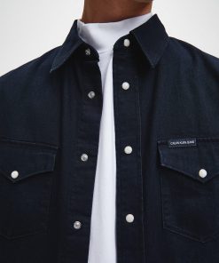 Calvin Klein Modern western Denim Shirt Mid Blue Black