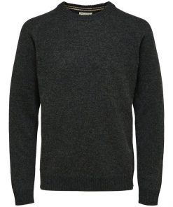 Selected Homme New Coban Lamswool Crew Anthracite