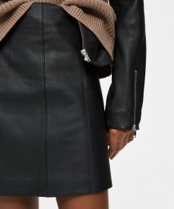 Selected Femme Ibi Leather Skirt Black
