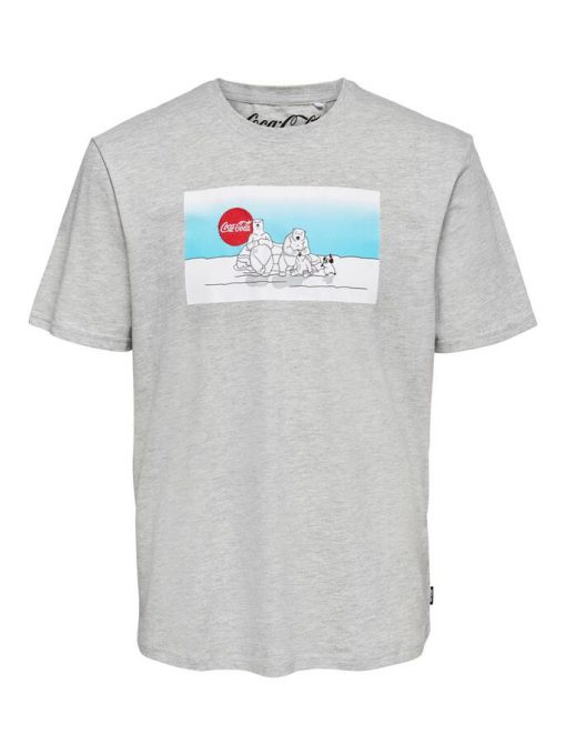Only & Sons Coca Cola Xmas T-shirt Grey