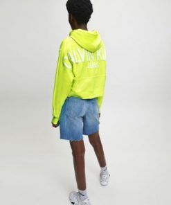Calvin Klein Puff Print Back Logo Hoodie Safety Yellow