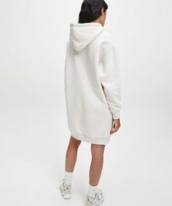 Calvin Klein Ck Logo Eco Hoodie Dress Soft Cream