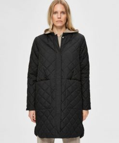 Selected Femme Fillipa Quilted Coat Black