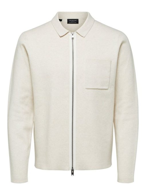 Selected Homme Will Cardigan Egret White