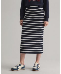 Gant Woman Breton Stripe Jersey Skirt Evening Blue