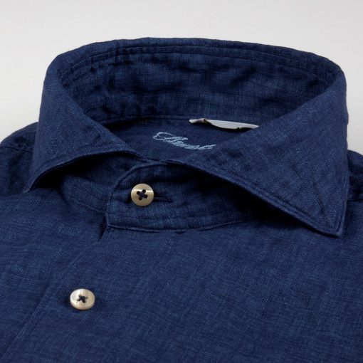 Stenströms Fitted Body Linen Shirt Blue