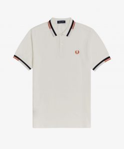 Fred Perry Abstract Tipped Polo Shirt Snow White