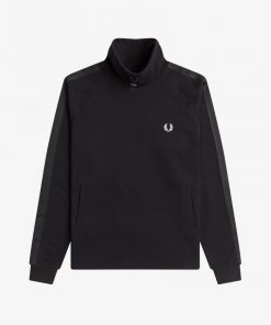 Fred Perry Tonal Tape Funnel Neck Top Black