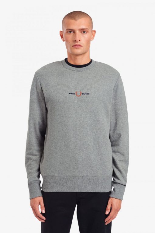 Fred Perry Embroidered Sweatshirt Steel Marl
