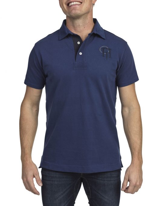 Hansen & Jacob Striped Back Polo Navy