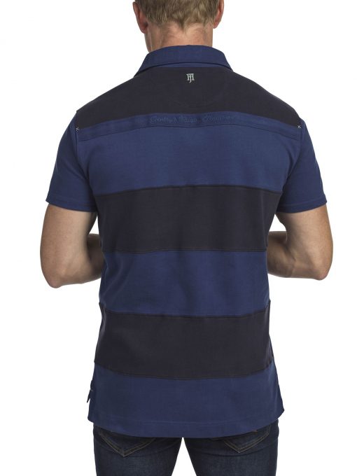 Hansen & Jacob Striped Back Polo Navy