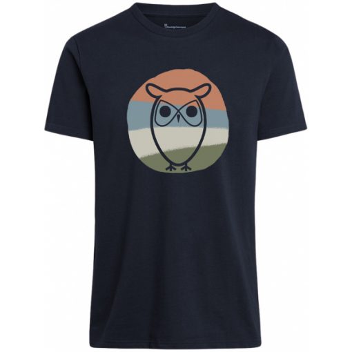 Knowledge Cotton Apparel Alder Colored Owl Tee Total Eclipse
