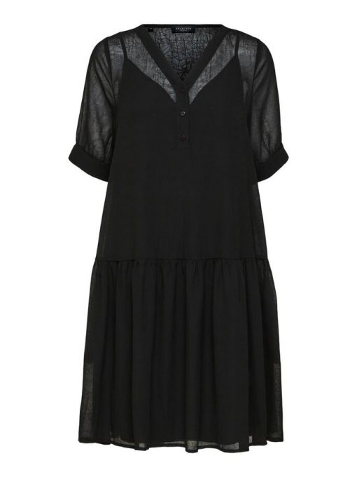 Selected Femme Abigail Short Dress Black