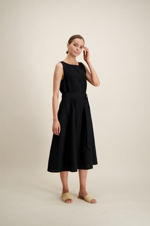 Balmuir layla Linen Dress Black