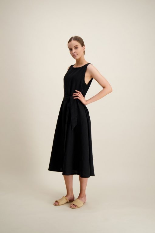 Balmuir layla Linen Dress Black