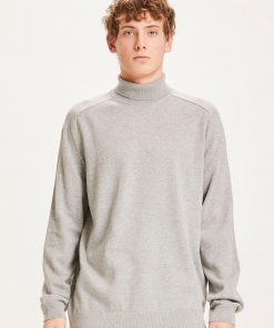 Knowledge Cotton Apparel Field High Neck Sweater Light Feather Gray