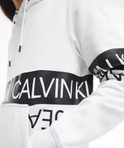 Calvin Klein Mirrored Logo Hoodie Bright White