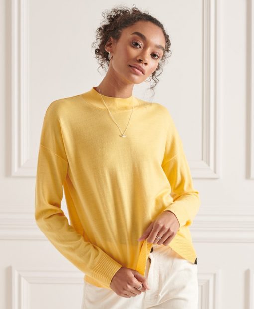 Superdry Merino Mock Neck Jumper Pigment Yellow