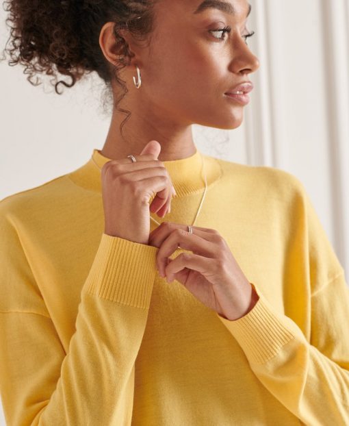 Superdry Merino Mock Neck Jumper Pigment Yellow