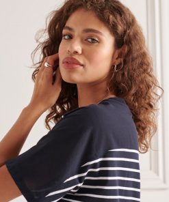 Superdry Cotton Modal T-Shirt Dress Eclipse Navy Stripe