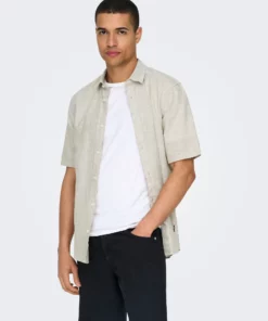 Only & Sons Caiden Life Linen Solid Shirt Chinchilla