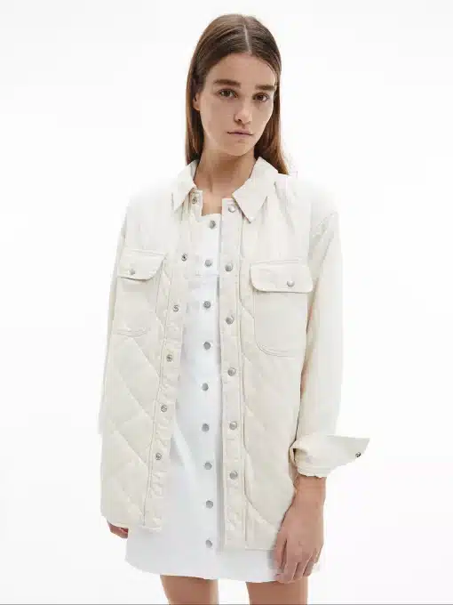 Calvin Klein Padded Denim Shirt Jacket Denim Light