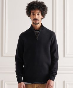 Superdry Cotton Knit Henley Black