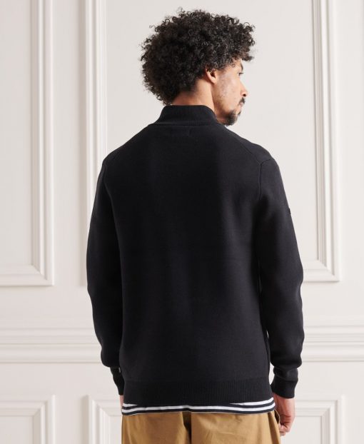 Superdry Cotton Knit Henley Black