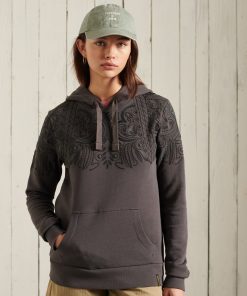 Superdry Bohemian Crafted Overhead Hoodie Washed Black