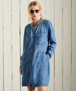 Superdry Tencel Oversized Shirt Dress Mid Wash