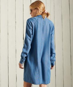 Superdry Tencel Oversized Shirt Dress Mid Wash