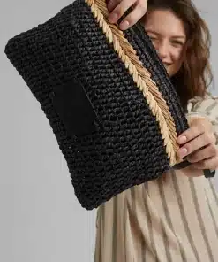 Esprit Straw Clutch Bag Black