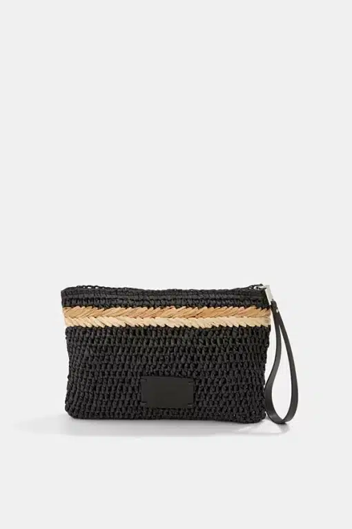 Esprit Straw Clutch Bag Black