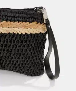 Esprit Straw Clutch Bag Black