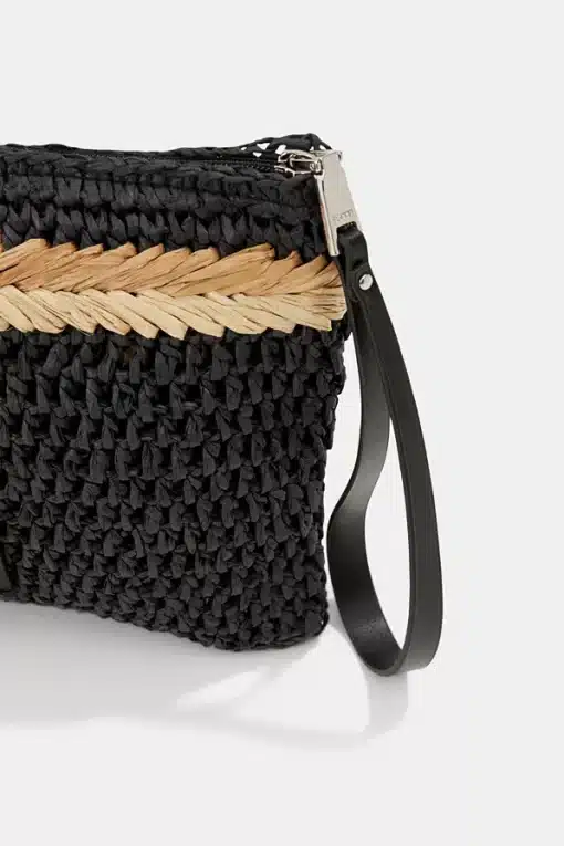 Esprit Straw Clutch Bag Black