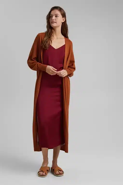 Esprit Linen Blend Long Cardigan Caramel