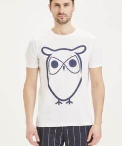 Knowledge Cotton Apparel Basic Owl Tee White