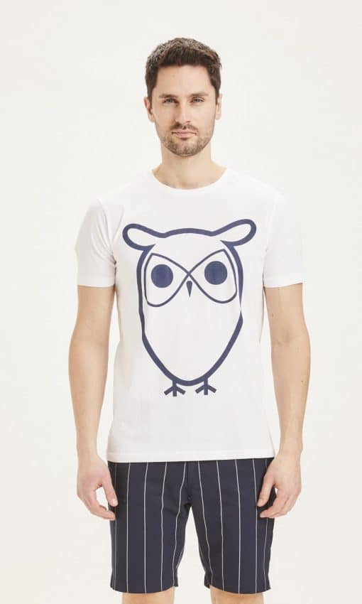 Knowledge Cotton Apparel Basic Owl Tee White