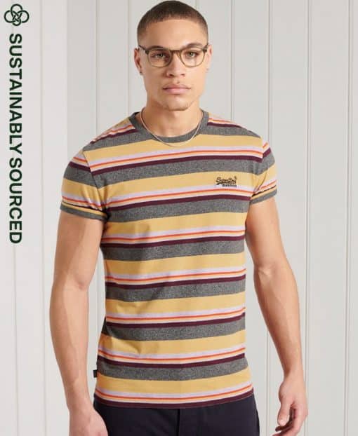 Superdry Orange Label Stripe T-Shirt Ochre Marl Stripe