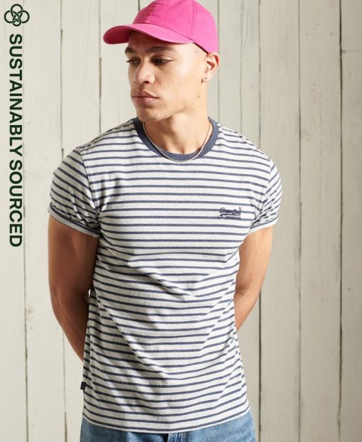 Superdry Orange Label Stripe T-Shirt Navy Stripe