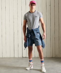 Superdry Orange Label Stripe T-Shirt Navy Stripe