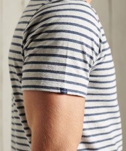 Superdry Orange Label Stripe T-Shirt Navy Stripe